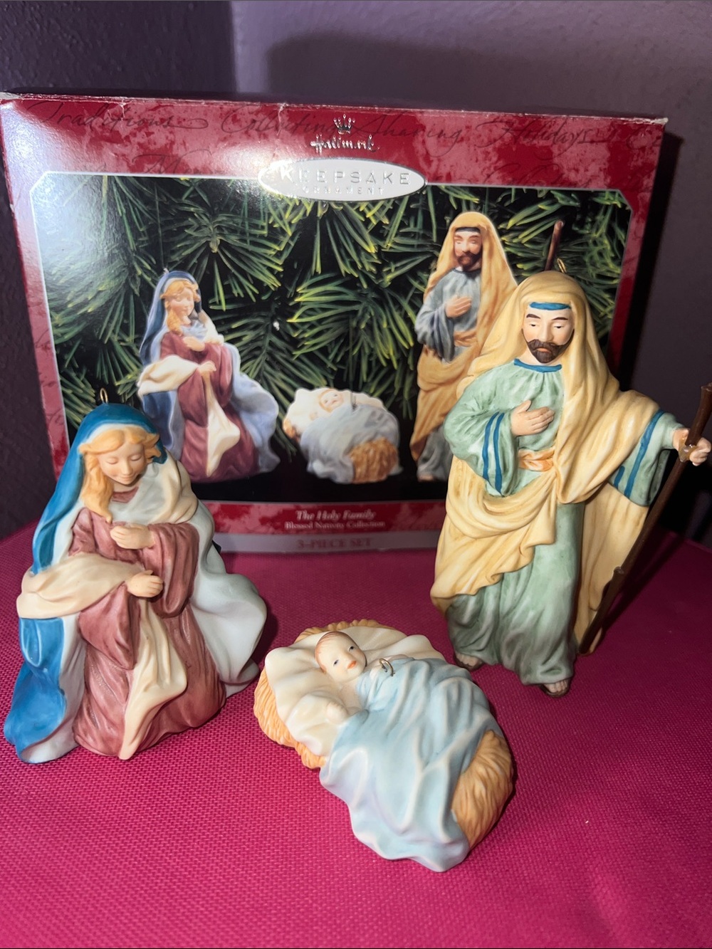 Hallmark Pastel Nativity Figurine Set - Blue, Cream, Pink